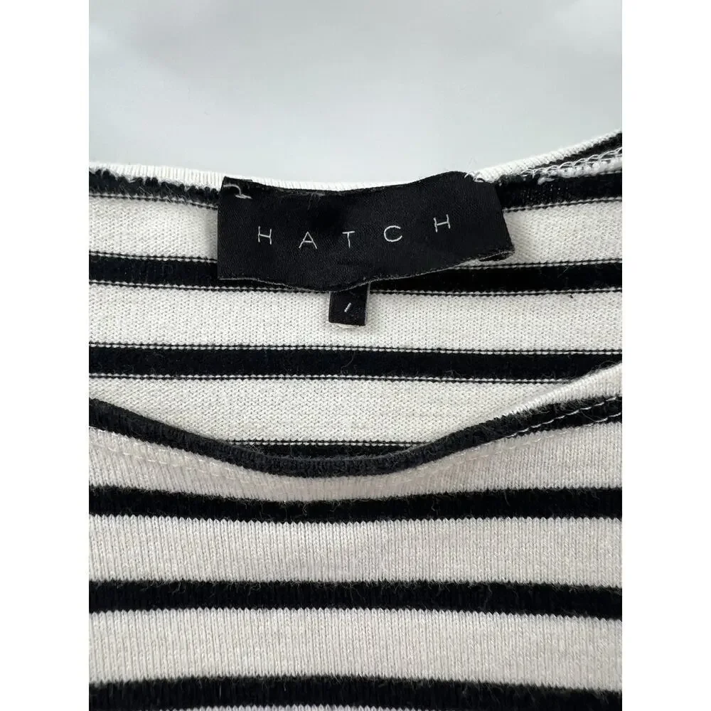 Hatch Women’s Short Sleeve T-shirt Dress Black & White Striped Size 1 Small - Picture 4 of 9